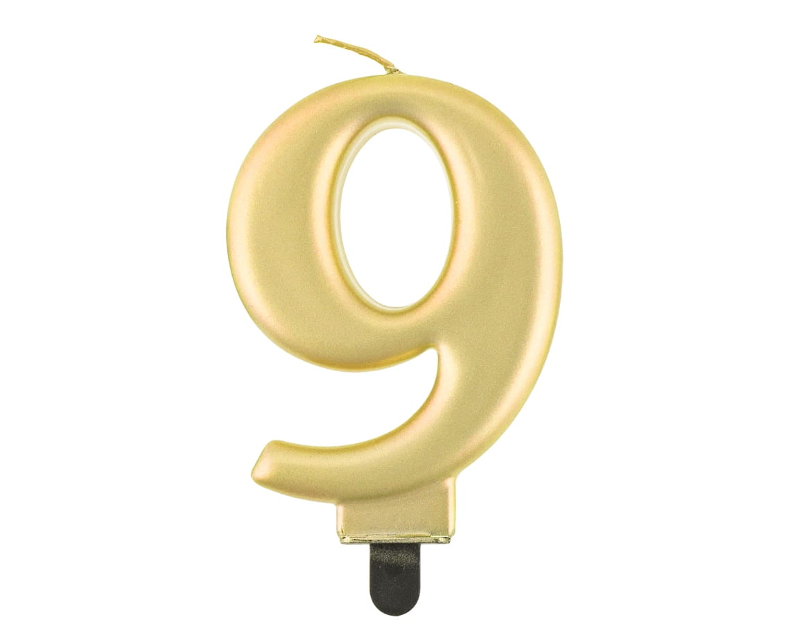 Świeczka cyferka złota – 9 –