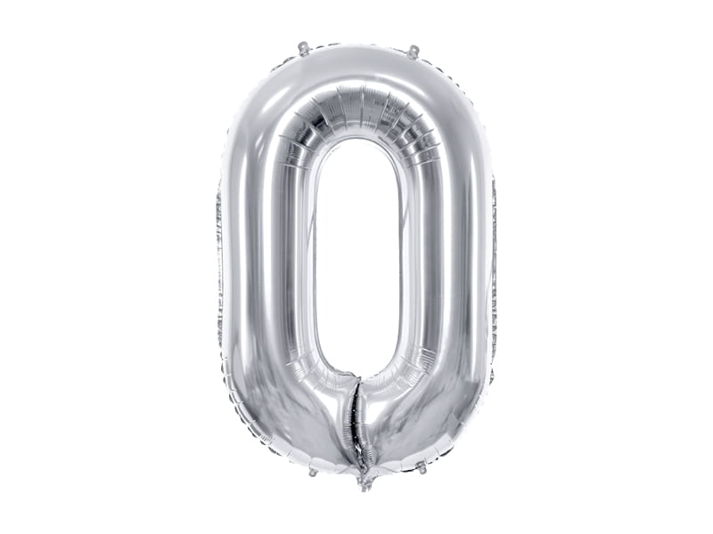 Balon Foliowy Cyfra 0 Srebrny 85 cm