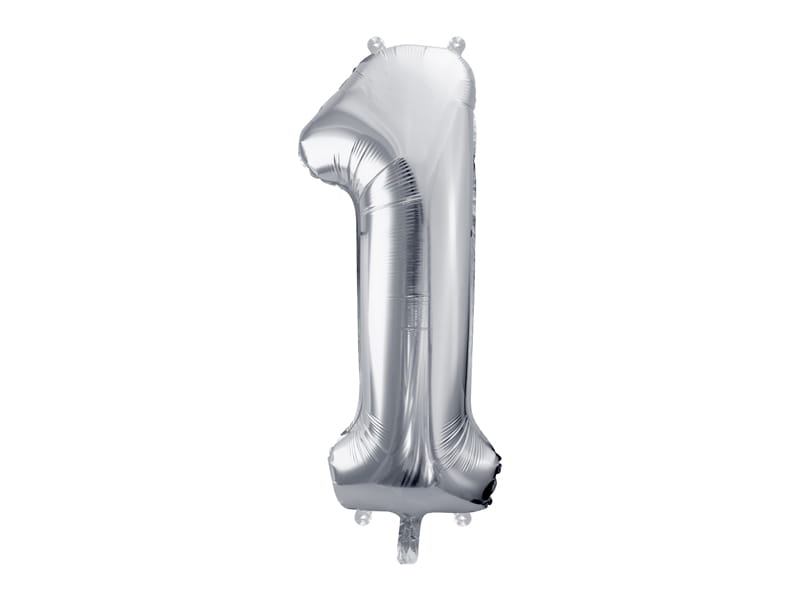 Balon Foliowy Cyfra 1 Srebrna 85 cm 1 szt.
