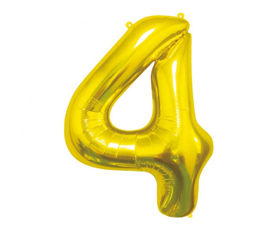 Balon foliowy B&C Cyfra 4, złota, 85 cm
