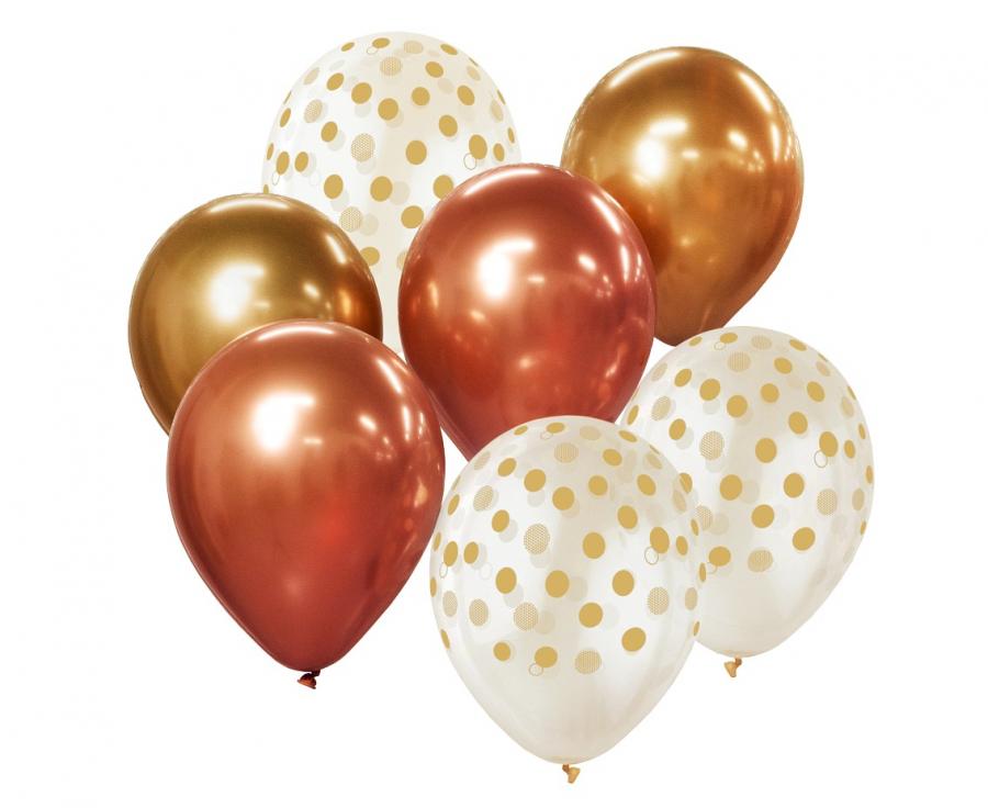 Bukiet balonowy Elegancki Złoto-Miedziany, 7 sztuk