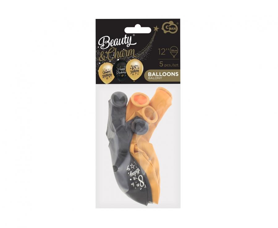 Balon Beauty&Charm 18, złote i czarne 12 - obrazek 2